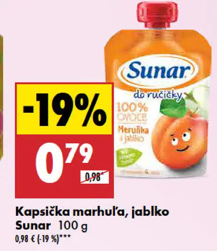 Kapsička marhuľa, jablko Sunar