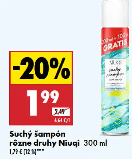 Suchý šampón rôzne druhy Niuqi