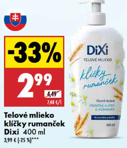 Dixi Telové mlieko klíčky rumanček