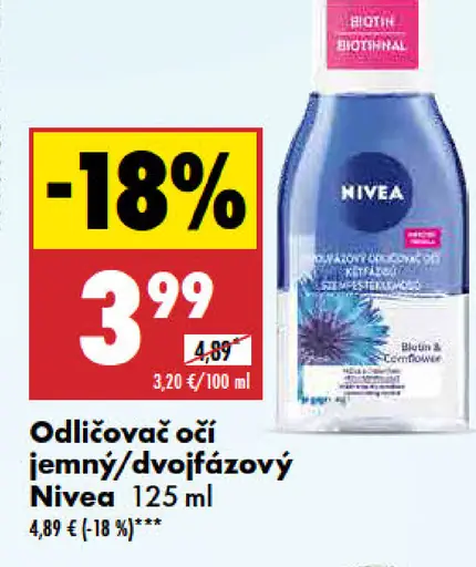 Nivea odličovač očí jemný/dvojfázový