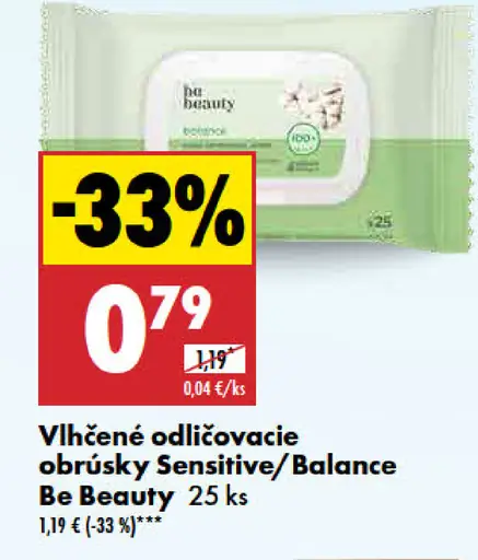 Be Beauty Vlhčené odličovacie obrúsky Sensitive/Balance