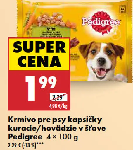 Pedigree Krmivo pre psy kapsičky kuracie/hovädzie v šťave