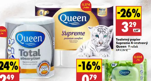 Queen Toaletný papier 4-vrstvový Supreme