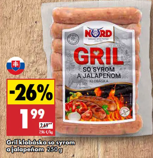 Gril klobáska so syrom a jalapeňom