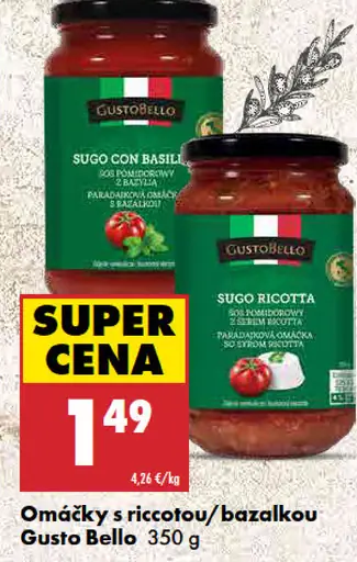 Gusto Bello Omáčky s riccottou/bazalkou