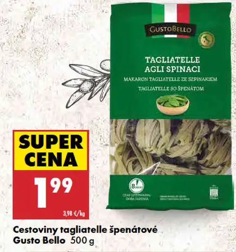 Gusto Bello Cestoviny tagliatelle špenátové