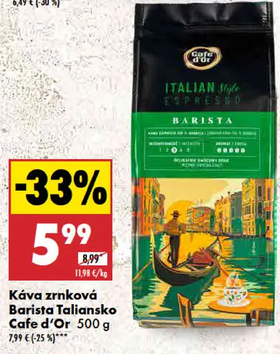 Cafe d’Or Káva zrnková Barista Taliansko