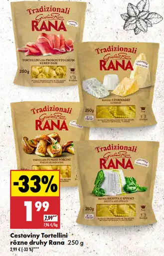 Rana Cestoviny Tortellini rôzne druhy