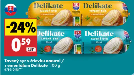 Delikate Tavený syr v črievku natur/ementál