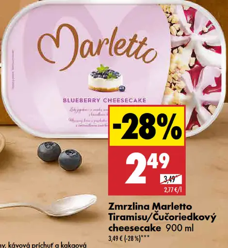 Marletto Zmrzlina tiramisu/čučoriedkový cheesecake