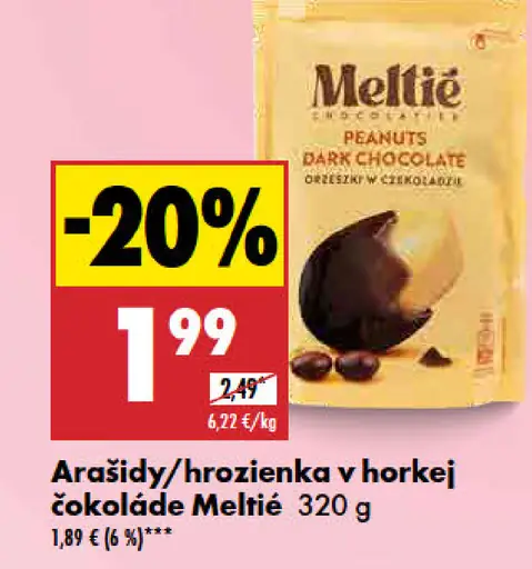 Meltie Arašídy/hrozienka v horkej čokoláde