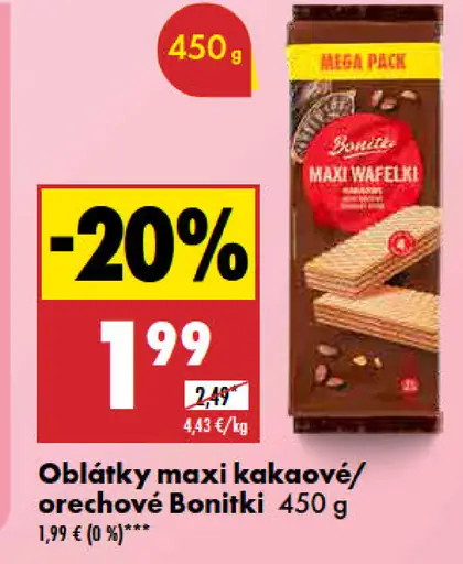 Bonitki Oblátky maxi kakaové/orechové