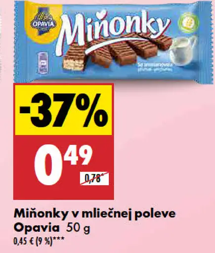 Opavia Miňonky v mliečnej poleve