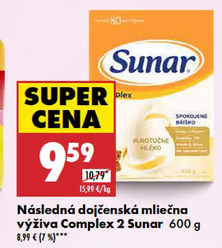Následná dojčenská mliečna výživa Complex 2 Sunar