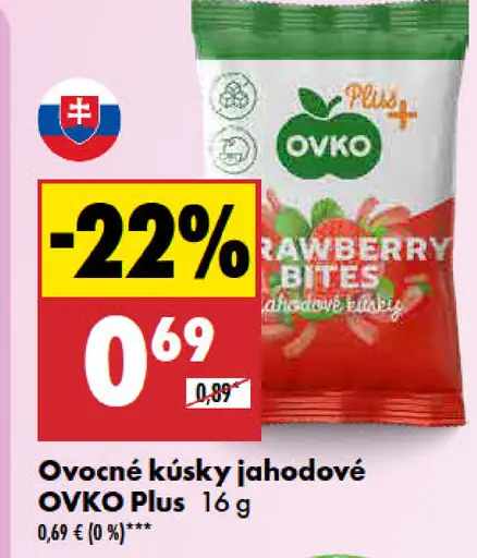 OVKO Ovocné kúsky jahodové Plus