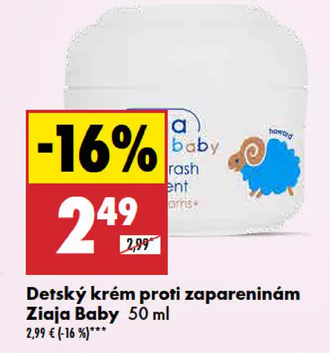 Detský krém proti zapareninám Ziaja Baby