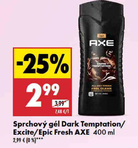 Axe sprchový gél Dark Temptation/Excite/Epic Fresh