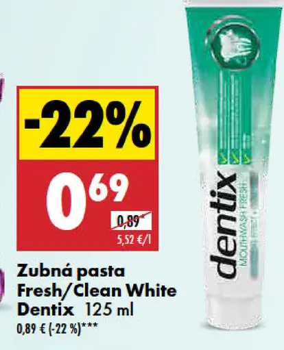 Dentix Zubná pasta Fresh/Clean White