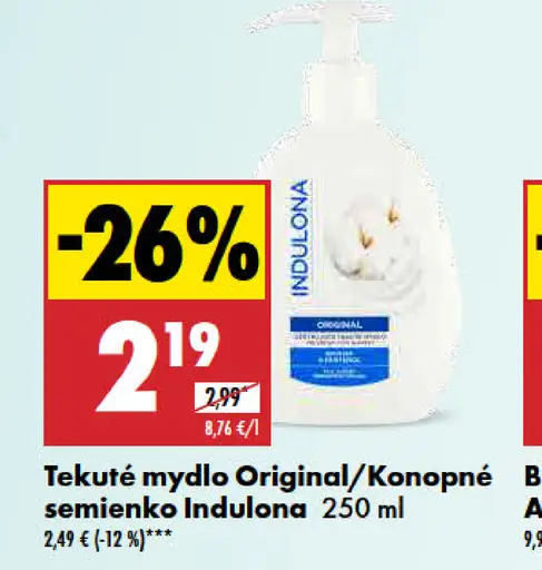 Indulona Tekuté mydlo Original/Konopné semienko