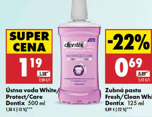 Dentix Ústna voda White Protect/Care