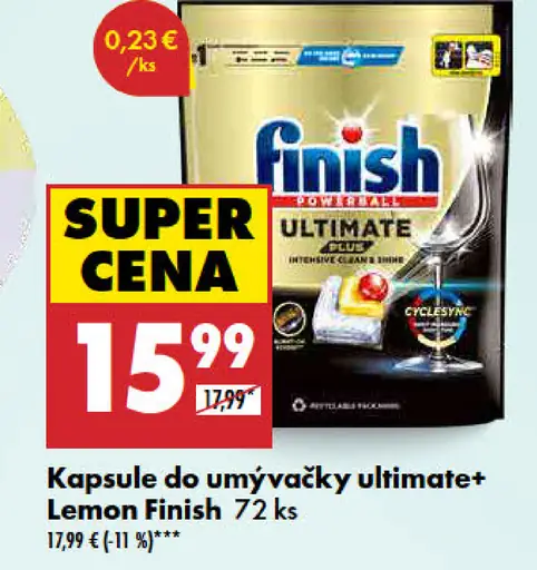 Finish Kapsule do umývačky ultimate+ Lemon Finish