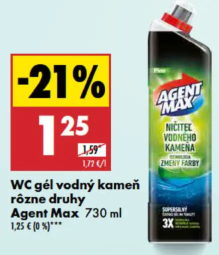 Agent Max WC gél na vodný kameň