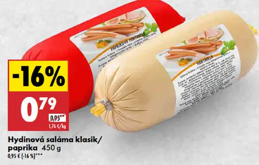 Hydinová saláma klasická/paprika