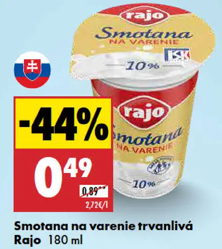 Rajo Smotana na varenie trvanlivá