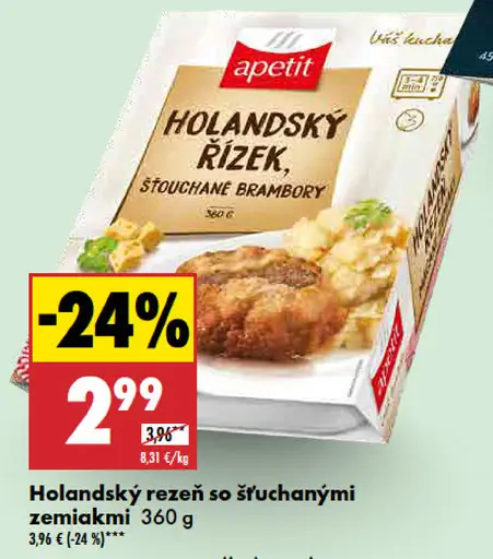 Apetit Holandský rezeň so šťouchanými zemiakmi