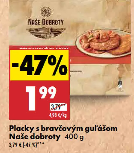 Naše dobroty Placky s bravčovým gulášom