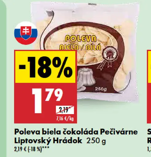 Pečivárne Liptovský Hrádok Poleva biela čokoláda