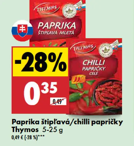 Thymos Paprika štipľavá/chilli papričky