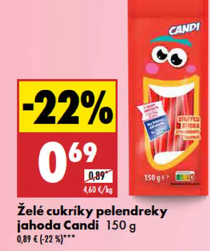 Candi Želé cukríky pelendreky jahoda