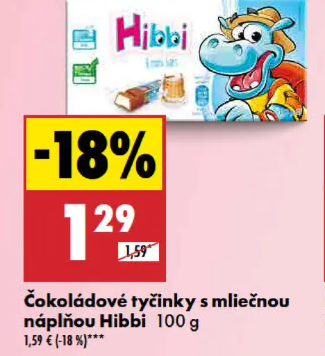 Hibbi Čokoládové tyčinky s mliečnou náplňou