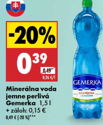 Gemerka Minerálna voda jemne perlivá
