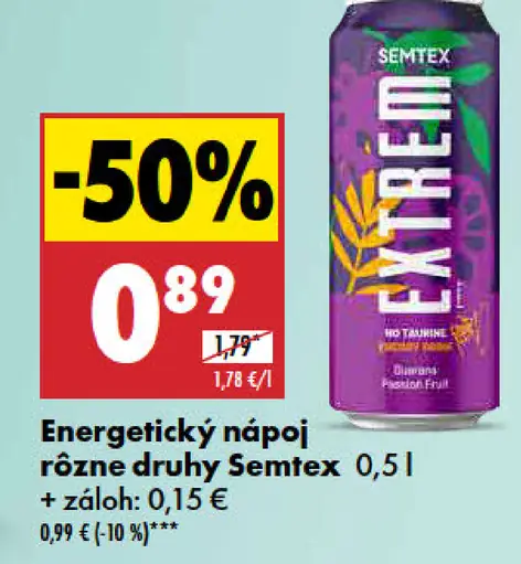 Semtex energetický nápoj rôzne druhy