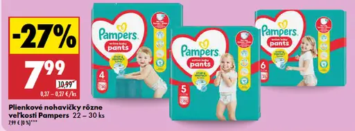 Pampers plienkové nohavičky rôzne veľkosti