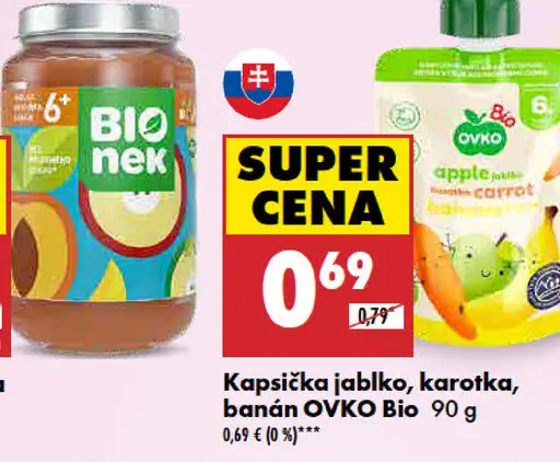 Ovko Bio Kapsička jablko, karotka, banán