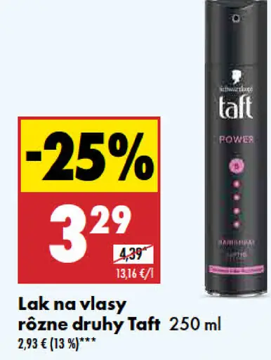 Taft lak na vlasy rôzne druhy