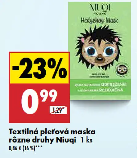 Niuqi Textilná pleťová maska