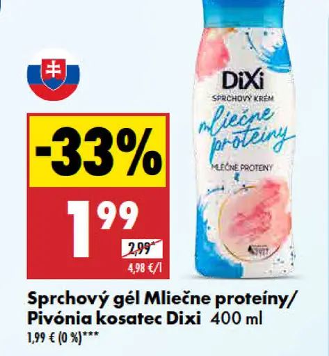 Dixi sprchový gél Mliečne proteíny/Pivónia kosatec