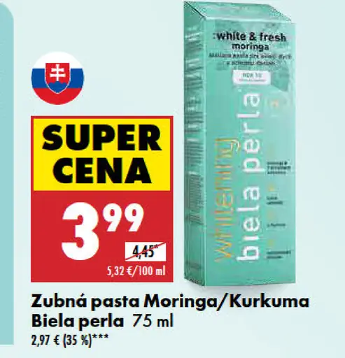 Biela perla Zubná pasta Moringa/Kurkuma