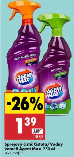 Agent Max Sprejový čistič Čistota/Vodný kameň