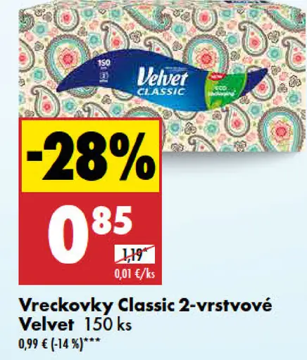 Velvet Vreckovky Classic 2-vrstvové