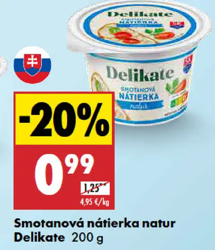 Smotanová nátierka natur Delikate