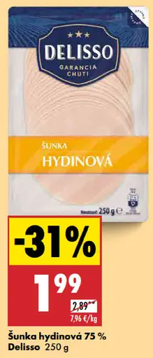 Delisso Šunka hydinová 75 %