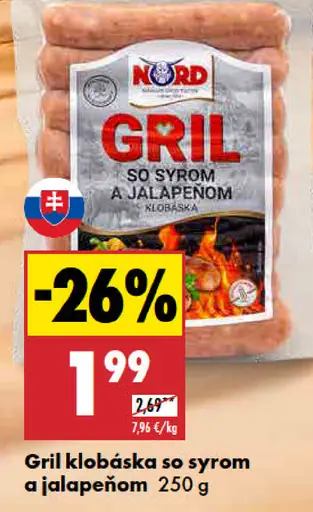 Nord klobása so syrom a jalapeñom