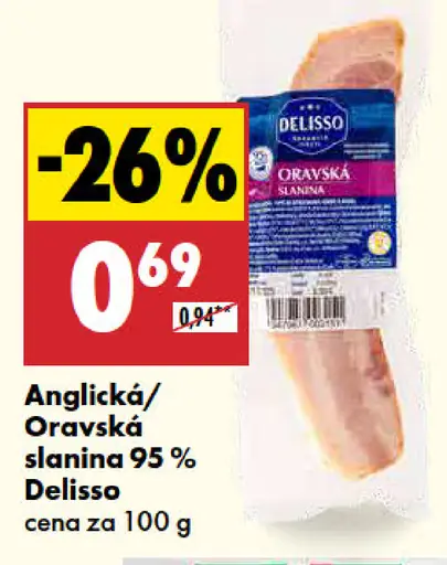 Anglická/Oravská slanina 95% Delisso