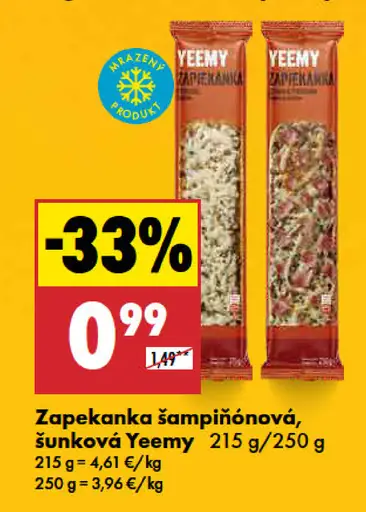 Yeemy zapekanka šampiňónová, šunková