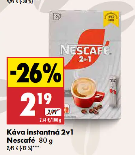 Nescafé Káva instantná 2v1